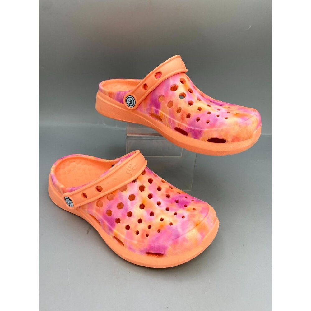 Joybees Active Clog Sandal Womens 6 Pink Peach Orange Tie Dye Comfort Slingback
